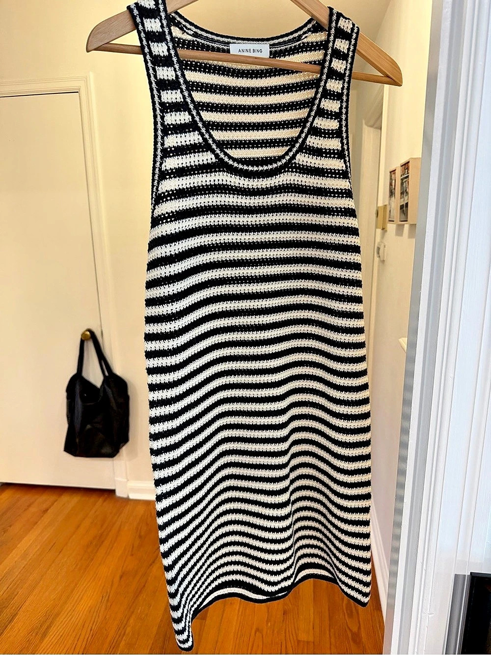 ANINE BING Arie Dress Striped Midi Black & White Small